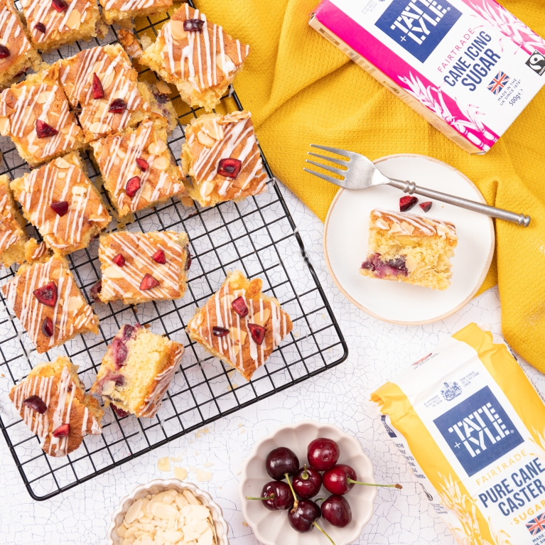 Cherry Almond Tray Bake