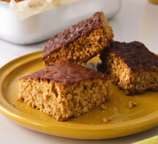 three pieces of classic parkin cake