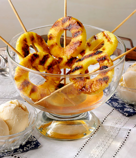 Grilled Pineapple Dessert with Vanilla Ice Cream