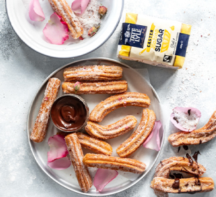 Vegan Rose Sugar Churros & Dark Hot Chocolate