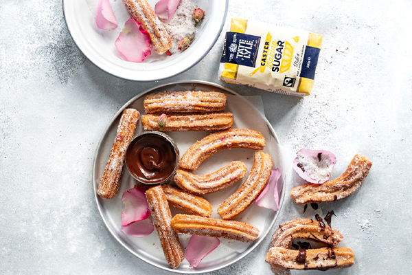 Vegan Rose Sugar Churros & Dark Hot Chocolate